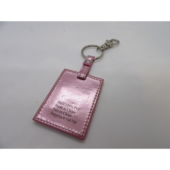Avon Ungar Pink & Chrome  Leather Key Ring Fob New - Picture 2 of 2